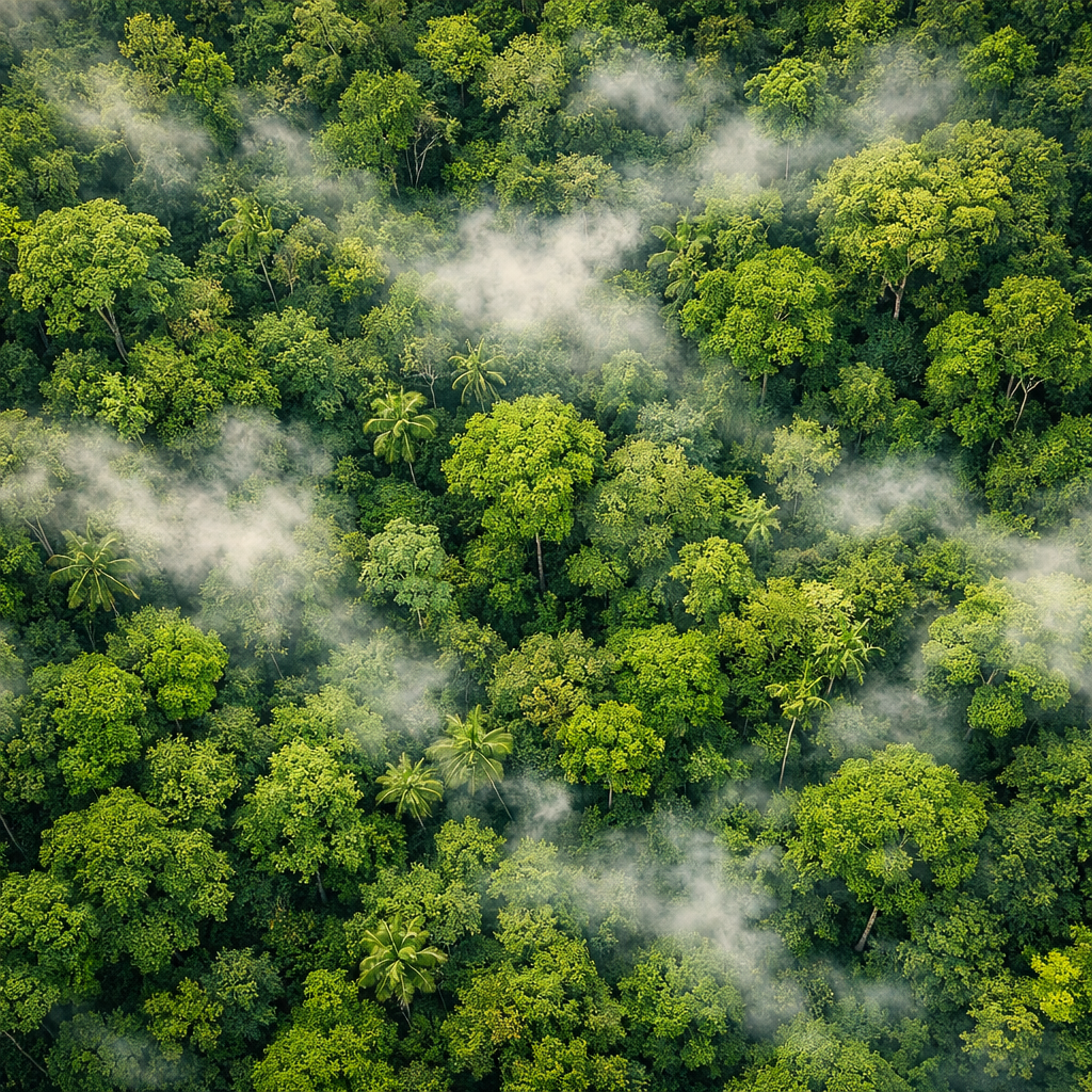 Aerial view of dense forest canopy
